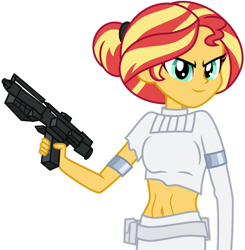 Size: 1024x1045 | Tagged: safe, artist:emeraldblast63, sunset shimmer, human, equestria girls, g4, belly button, crossover, midriff, padme amidala, simple background, solo, star wars, tomboy, transparent background
