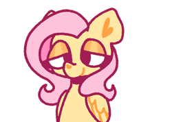 Size: 2531x1802 | Tagged: safe, artist:toaestt, fluttershy, pegasus, pony, g4, base used, cross-eyed, eyelashes, female, folded wings, lidded eyes, simple background, smiling, solo, transparent background, wings