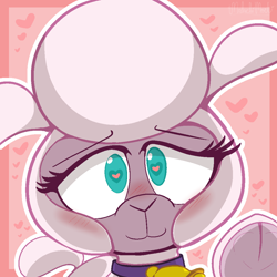 Size: 1000x1000 | Tagged: safe, artist:malachimoet, pom (tfh), lamb, sheep, them's fightin' herds, adorapom, blushing, community related, cute, heart, heart eyes, hooves, in love, looking at you, romance, romantic, solo, wingding eyes