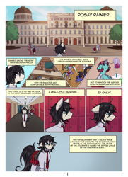 Size: 2716x3744 | Tagged: safe, artist:ag.m, artist:n-o-n, oc, oc only, earth pony, pony, unicorn, a jessi-ka story, clothes, comic, high res, page, school, school uniform, uniform, worried