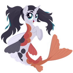 Size: 1920x1920 | Tagged: safe, artist:kabuvee, oc, oc only, merpony, seapony (g4), fins, horn, koi pony, seaponified, simple background, solo, species swap, transparent background