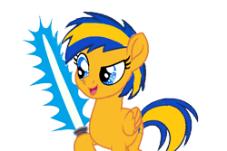 Size: 750x500 | Tagged: safe, artist:mlpfan3991, oc, oc:flare spark, pegasus, pony, g4, female, flare spark is best facemaker, lightsaber, may the fourth be with you, simple background, solo, star wars, transparent background, vector, weapon