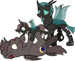 Size: 1920x1563 | Tagged: safe, artist:alexdti, oc, oc only, oc:kallaxia, oc:nocturnal wanderer, bat pony, changeling, changepony, hybrid, family, father and child, father and son, female, good end, interspecies offspring, male, offspring, parent:oc:kallaxia, parent:oc:nocturnal wanderer, parents:oc x oc, shipping, simple background, stallion, transparent background