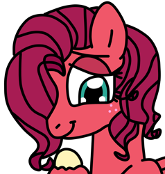 Size: 950x1000 | Tagged: safe, artist:jadeharmony, oc, oc only, oc:maraschino ambrosia apple, pegasus, pony, bust, female, freckles, gift art, hair over one eye, mare, offspring, parent:big macintosh, parent:fluttershy, parents:fluttermac, simple background, smiling, solo, transparent background