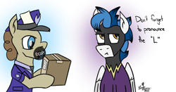 Size: 1607x844 | Tagged: safe, artist:whirlwindflux, parcel post, post haste, oc, oc:whirlwind flux, earth pony, pegasus, pony, male, shadowbolts, stallion