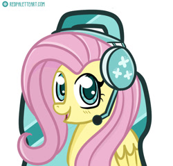 Size: 915x873 | Tagged: safe, artist:redpalette, fluttershy, pegasus, pony, g4, chair, cute, gamer, gamershy, gaming chair, gaming headset, headset, office chair, simple background, smiling, solo, white background