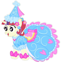 Size: 720x731 | Tagged: safe, alternate version, artist:darlycatmake, edit, vector edit, moondancer, pony, unicorn, look before you sleep, alternate hairstyle, beautiful, bow, clothes, dress, dressup, ear piercing, flower, flower in hair, froufrou glittery lacy outfit, happy, hat, hennin, jewelry, missing accessory, necklace, piercing, pretty, princess, princess costume, proud, show accurate, simple background, smiling, transparent background, vector, vector trace, when she smiles