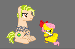 Size: 1264x832 | Tagged: safe, artist:swiftgaiathebrony, oc, oc:isabelle, oc:lou, angry, bondage, chains, cloth gag, disappointed, dissatisfied, gag, glare, help, looking at someone, rope, rope bondage, ropes, sad, scared, terrified, tied up, worried