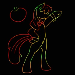 Size: 2000x2000 | Tagged: safe, artist:kami2nomonooki, apple bloom, earth pony, pony, g4, bipedal, black background, bowtie, female, filly, foal, high res, simple background, solo