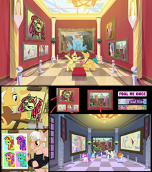 Size: 1920x2170 | Tagged: safe, edit, edited screencap, screencap, bruce mane, eclair créme, hitch trailblazer, jangles, masquerade, perfect pace, photo finish, pinto paintcaster, pish posh, pop art (g4), posey bloom, rainbow dash, rarity, silver frames, star gazer, stella lashes, tree hugger, earth pony, pegasus, pony, unicorn, foal me once, g4, g5, my little pony: tell your tale, on your marks, season 2, season 6, sweet and elite, spoiler:g5, spoiler:my little pony: tell your tale, spoiler:tyts01e08, andy warhol, art, background pony, beatnik rarity, beret, bipedal, bust, clothes, cubism, discovery family, discovery family logo, eyes closed, female, fine art parody, girl with a pearl earring, hat, logo, male, mare, modern art, open mouth, pablo picasso, ponified, portrait, reference, salvador dalí, stallion, stella, sunglasses, surreal, sweater, the persistence of memory, the scream