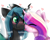 Size: 2500x2000 | Tagged: safe, artist:valkiria, derpibooru exclusive, princess cadance, queen chrysalis, alicorn, changeling, changeling queen, pony, canterlot wedding 10th anniversary, g4, blushing, boop, crown, cute, duo, eye clipping through hair, female, heart, high res, horn, horns are touching, infidelity, jewelry, lesbian, noseboop, regalia, ship:cadalis, shipping, simple background, sweet dreams fuel, tongue out, white background, wings