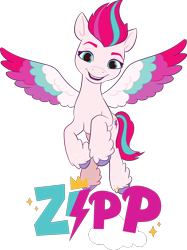 Size: 2374x3172 | Tagged: safe, zipp storm, pegasus, pony, g5, my little pony: make your mark, my little pony: make your mark chapter 1, official, .svg available, cloud, colored wings, coloring page, female, fetlock tuft, flying, high res, looking at you, mare, simple background, solo, sparkles, svg, text, transparent background, vector, wings
