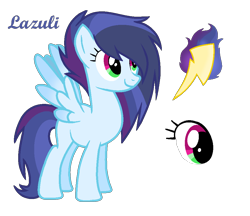 Size: 986x850 | Tagged: safe, artist:martulove-chan, oc, oc only, oc:lazuli, pegasus, pony, female, lightning, mare, offspring, parent:rainbow dash, parent:soarin', parents:soarindash, simple background, smiling, transparent background, wings