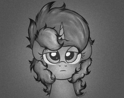 Size: 1752x1387 | Tagged: safe, artist:background basset, lyra heartstrings, pony, unicorn, g4, bust, depression, grayscale, monochrome, solo