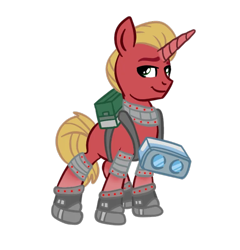Size: 768x799 | Tagged: safe, artist:sjart117, sprout cloverleaf, earth pony, hybrid, pony, unicorn, ask the mane 12, g5, cyberpunk, genius, non-abuse, not a joke, permission given, serious, simple background, solo, technology, technopath, transparent background, upgrade
