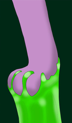 Size: 985x1673 | Tagged: safe, artist:onimagmachan, spike, dragon, g4, changeling slime, claws, feet, fetish, foot fetish, foot focus, legs, male, male feet, pictures of legs, solo, stretching, stuck, toes, trapped, underfoot