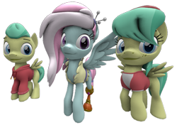 Size: 1021x720 | Tagged: safe, artist:topsangtheman, barley barrel, kerfuffle, pickle barrel, pegasus, pony, g4, 3d, looking at you, simple background, source filmmaker, transparent background