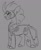 Size: 641x782 | Tagged: safe, artist:rockin_candies, tempest shadow, pony, unicorn, g4, alternate design, broken horn, female, gray background, grayscale, horn, leonine tail, monochrome, redesign, scar, simple background, sketch, solo, tail, torn ear