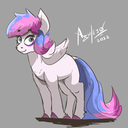 Size: 2000x2000 | Tagged: safe, artist:azulejo, oc, oc only, pegasus, pony, female, high res, long tail, looking at you, mare, pegasus oc, simple background, solo, tail, wings