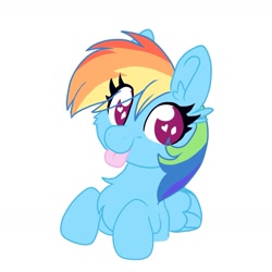 Size: 1435x1435 | Tagged: safe, artist:lbrcloud, rainbow dash, pegasus, pony, :p, bust, chest fluff, cute, dashabetes, ear fluff, eye clipping through hair, female, heart eyes, mare, no pupils, portrait, simple background, smiling, solo, tongue out, white background, wingding eyes
