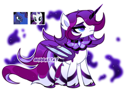 Size: 1280x950 | Tagged: safe, artist:mirrastat, princess luna, rarity, oc, alicorn, bat pony, bat pony alicorn, pony, g4, base used, bat pony oc, bat wings, eyelashes, female, horn, looking up, magical lesbian spawn, makeup, male, mare, offspring, parent:princess luna, parent:rarity, parents:rariluna, simple background, stallion, transparent background, unshorn fetlocks, wings