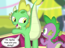 Size: 3510x2614 | Tagged: safe, artist:porygon2z, spike, oc, oc:jade, dragon, g4, butt, canon x oc, dragon oc, dragonbutt, dragoness, duo, eyes on the prize, female, high res, male, ship:jadespike, shipping, straight