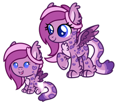 Size: 1062x883 | Tagged: safe, artist:lupulrafinat, oc, oc only, oc:wild dawn, hybrid, pegasus, pony, baby, baby pony, duo, ear fluff, pegasus oc, raised hoof, simple background, transparent background