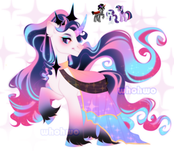 Size: 3170x2748 | Tagged: safe, artist:whohwo, king sombra, rarity, twilight sparkle, oc, pony, unicorn, g4, base used, clothes, curved horn, female, fusion, high res, hoof fluff, horn, male, mare, stallion, unicorn oc