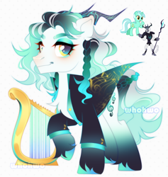 Size: 1606x1697 | Tagged: safe, artist:whohwo, lyra heartstrings, storm king, oc, pony, g4, my little pony: the movie, base used, eyelashes, female, fusion, fusion:lyra heartstrings, makeup, male, mare, stallion, unshorn fetlocks