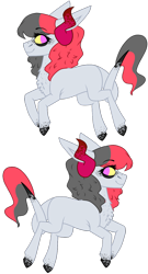 Size: 804x1489 | Tagged: safe, artist:dilfistic, oc, oc only, pony, colored hooves, devil horns, duo, female, horns, mare, simple background, transparent background