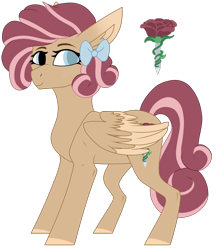 Size: 1536x1778 | Tagged: safe, artist:dilfistic, oc, oc only, pegasus, pony, bow, female, flower, hair bow, heterochromia, mare, pegasus oc, rose, simple background, transparent background, wings