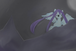 Size: 1280x867 | Tagged: safe, artist:bridge, artist:bridge ngm, oc, oc only, oc:qinna, pegasus, pony, cliff, moonlight