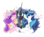 Size: 2888x2408 | Tagged: safe, artist:tizhonolulu, princess cadance, queen chrysalis, shining armor, alicorn, changeling, pony, unicorn, canterlot wedding 10th anniversary, g4, alternate design, blushing, cheek kiss, chest fluff, cute, eyeshadow, female, high res, kiss sandwich, kissing, makeup, male, mare, markings, open mouth, platonic kiss, ship:shiningcadance, shipping, stallion, straight, sweet dreams fuel, trio