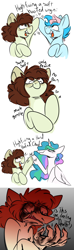 Size: 1200x4059 | Tagged: safe, artist:crookedbeetles, princess celestia, oc, alicorn, earth pony, pony, unicorn, g4, comic, hand, hoofbump, hooves debate, pain, smiling, suddenly hands, wat, wide eyes