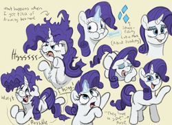 Size: 3993x2904 | Tagged: safe, artist:doodledonutart, rarity, pony, unicorn, g4, alternate hairstyle, commonity, cute, fangs, forked tongue, high res, hissing, marshmelodrama, messy mane, multeity, raribetes, rarity being rarity, simple background, sketch, the worst possible thing