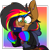 Size: 899x907 | Tagged: safe, artist:notetaker, oc, oc only, oc:notetaker, earth pony, semi-anthro, arm hooves, clothes, colorful, eye clipping through hair, fishnet stockings, glasses, jacket, jewelry, necklace, nintendo ds, nonbinary, nonbinary pride flag, pentagram, piercing, pins, pride, pride flag, simple background, socks, solo, sticker, stylus