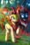 Size: 737x1097 | Tagged: safe, artist:14-bis, autumn blaze, kirin, nirik, g4, cloven hooves, duality, fangs, female, mirror, raised leg, reflection, smiling, solo