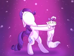 Size: 1024x768 | Tagged: safe, artist:golden bloom, opalescence, rarity, cat, pony, unicorn, g4, g4.5, my little pony: pony life, the 5 habits of highly effective ponies, bipedal, g4.5 to g4, generation leap, nose in the air, scene interpretation, screenshot redraw