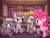 Size: 1024x768 | Tagged: safe, artist:golden bloom, limestone pie, marble pie, maud pie, pinkie pie, earth pony, pony, g4, cottagecore, cute, diapinkes, female, filly, filly limestone pie, filly marble pie, filly maud pie, filly pinkie pie, fire, fireplace, group, limabetes, looking at each other, marblebetes, maudabetes, open mouth, open smile, pie sisters, quartet, siblings, sisters, smiling, smiling at each other, when she smiles, younger