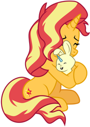 Size: 1024x1428 | Tagged: safe, artist:emeraldblast63, sunset shimmer, bunnycorn, pony, rabbit, unicorn, foal me once, g4, g5, my little pony: tell your tale, spoiler:g5, spoiler:my little pony: tell your tale, spoiler:tyts01e08, simple background, transparent background