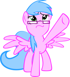 Size: 4802x5249 | Tagged: safe, artist:sarahstudios11, oc, oc only, oc:artie brush, pegasus, pony, female, frown, glasses, looking up, mare, raised hoof, sad, simple background, spread wings, transparent background, vector, wings