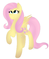 Size: 1732x2081 | Tagged: safe, artist:martiiee, fluttershy, pegasus, pony, g4, female, folded wings, looking up, mare, raised hoof, simple background, smiling, solo, three quarter view, transparent background, wings