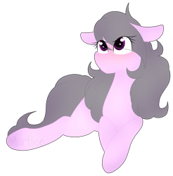 Size: 1775x1801 | Tagged: safe, artist:martiiee, oc, oc only, oc:sweet tune, earth pony, pony, blushing, female, floppy ears, looking up, lying down, mare, prone, simple background, transparent background