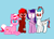 Size: 1952x1422 | Tagged: source needed, safe, artist:askdj-redmix-rp, pipp petals, oc, oc:eclipse, oc:light rain, oc:questcatcher, oc:sky blue, alicorn, earth pony, pegasus, pony, g5, alicorn oc, earth pony oc, fanart, horn, pippamena, wings