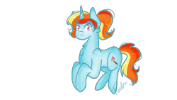 Size: 1920x1080 | Tagged: safe, artist:perrydoodles, oc, oc only, oc:artie brush, pony, unicorn, :3, female, horn, mare, multicolored hair, paint, paintbrush, ponytail, rainbow hair, simple background, transparent background