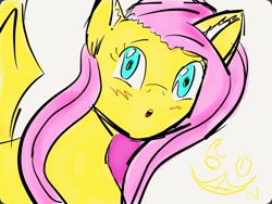 Size: 1024x768 | Tagged: safe, artist:rainbow-neko-chan, fluttershy, pegasus, pony, g4, blushing, female, looking at you, mare, simple background, white background, wings