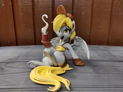 Size: 2048x1536 | Tagged: safe, artist:simplesaemple, artist:v747, derpy hooves, pegasus, pony, g4, 3d print, cap, clothes, happy, hat, irl, mug, photo, photography, solo, steam, traditional art
