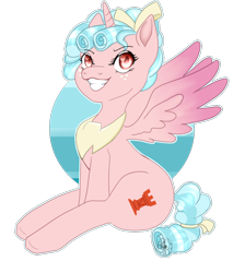 Size: 1016x1190 | Tagged: safe, artist:anisr, cozy glow, alicorn, pony, g4, alicornified, cozycorn, grin, looking at you, race swap, simple background, smiling, solo, transparent background