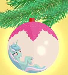 Size: 2592x2852 | Tagged: safe, artist:drakang, pony, unicorn, christmas, christmas ornament, christmas tree, decoration, female, hair, happy new year, high res, holiday, insanity, mare, new year, ornament, solo, tail, tree, winter, wood