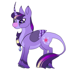 Size: 640x640 | Tagged: safe, artist:plasmaticia, twilight sparkle, alicorn, pony, g4, cloven hooves, colored wings, colored wingtips, curved horn, horn, leonine tail, redesign, simple background, solo, tail, transparent background, twilight sparkle (alicorn), wings
